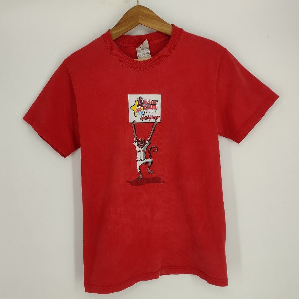 Vintage Angels Rally Monkey Mascot MLB Baseball All-Star Club 2003 Y2K Red Tee